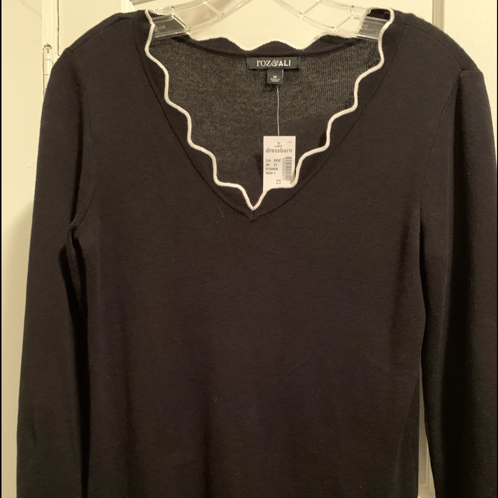 NWT - Black sweater with white trim detail